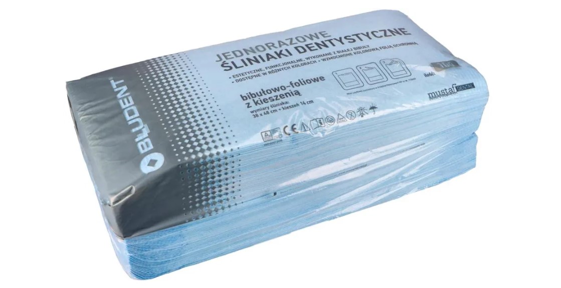 Bavetă dentară cu buzunar 100pcs albastru - Imagine 2